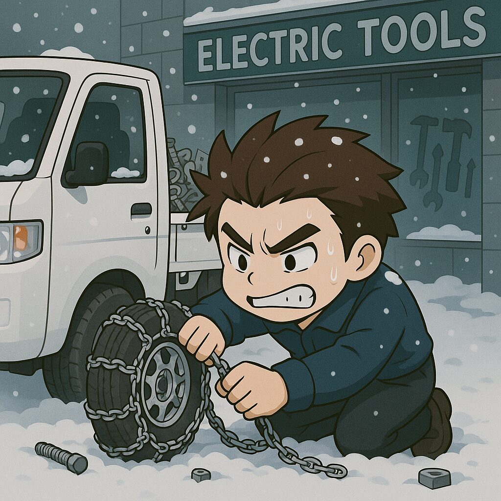 タイヤチェーンをつける元社畜