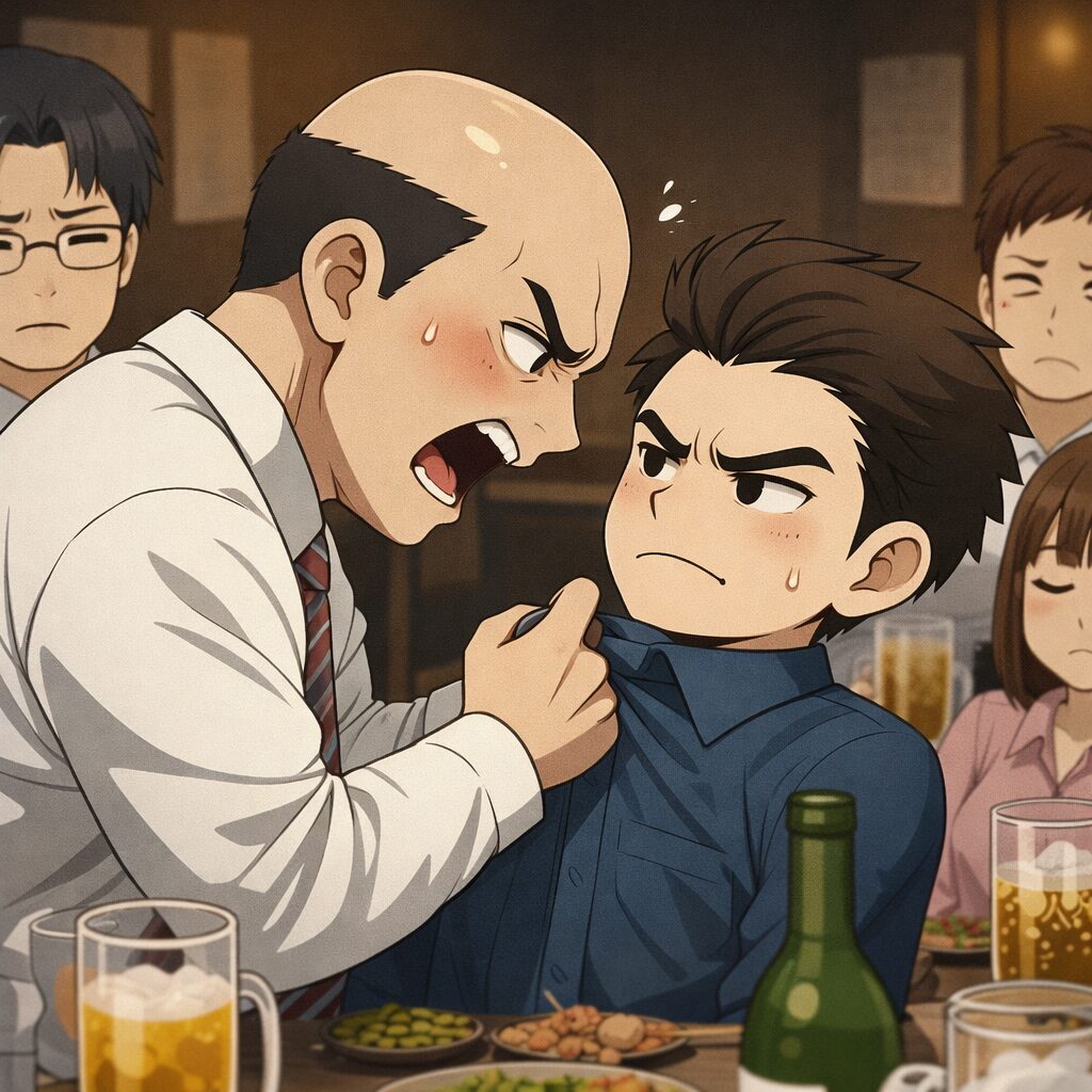 暴力上司に詰め寄られる元社畜